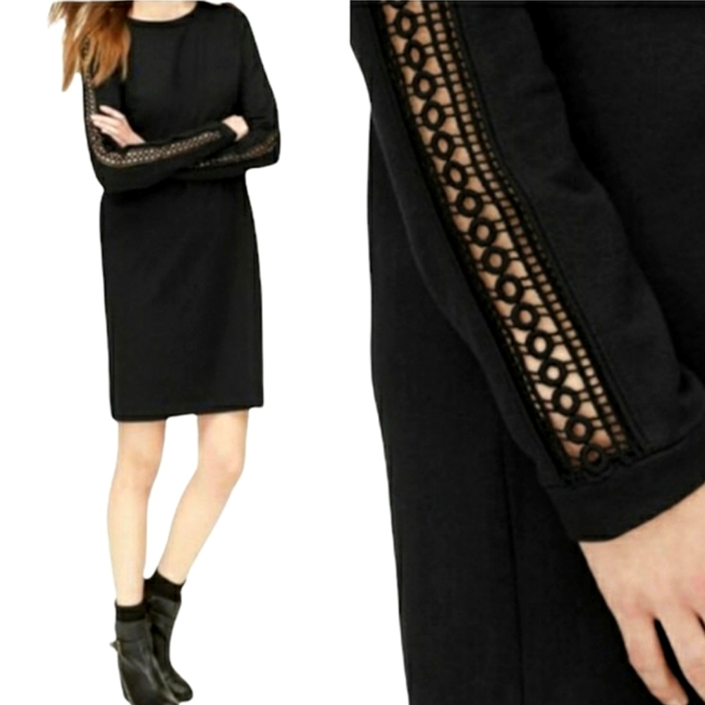 LOFT black sweatshirt dress sleeve detail